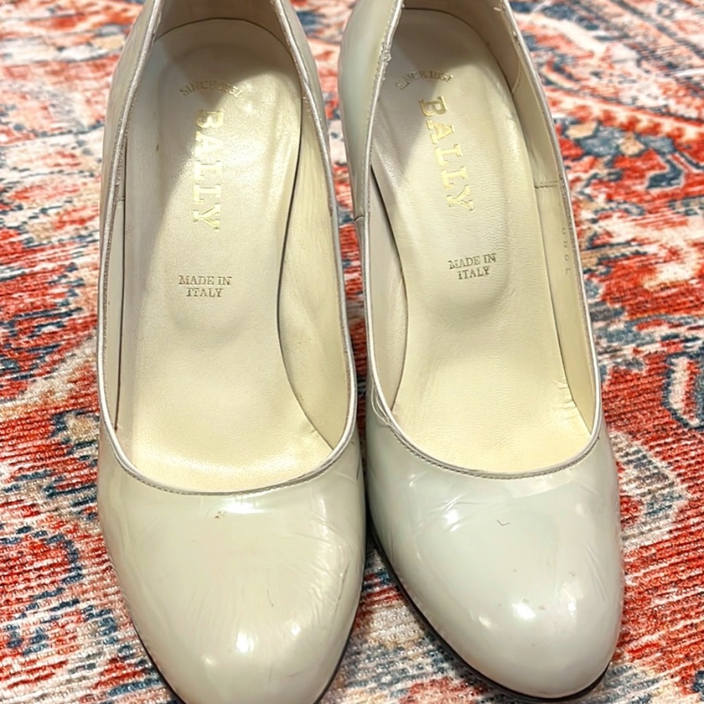 Bally White Patent Leather Pumps